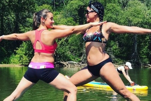 a girl in a pool of water